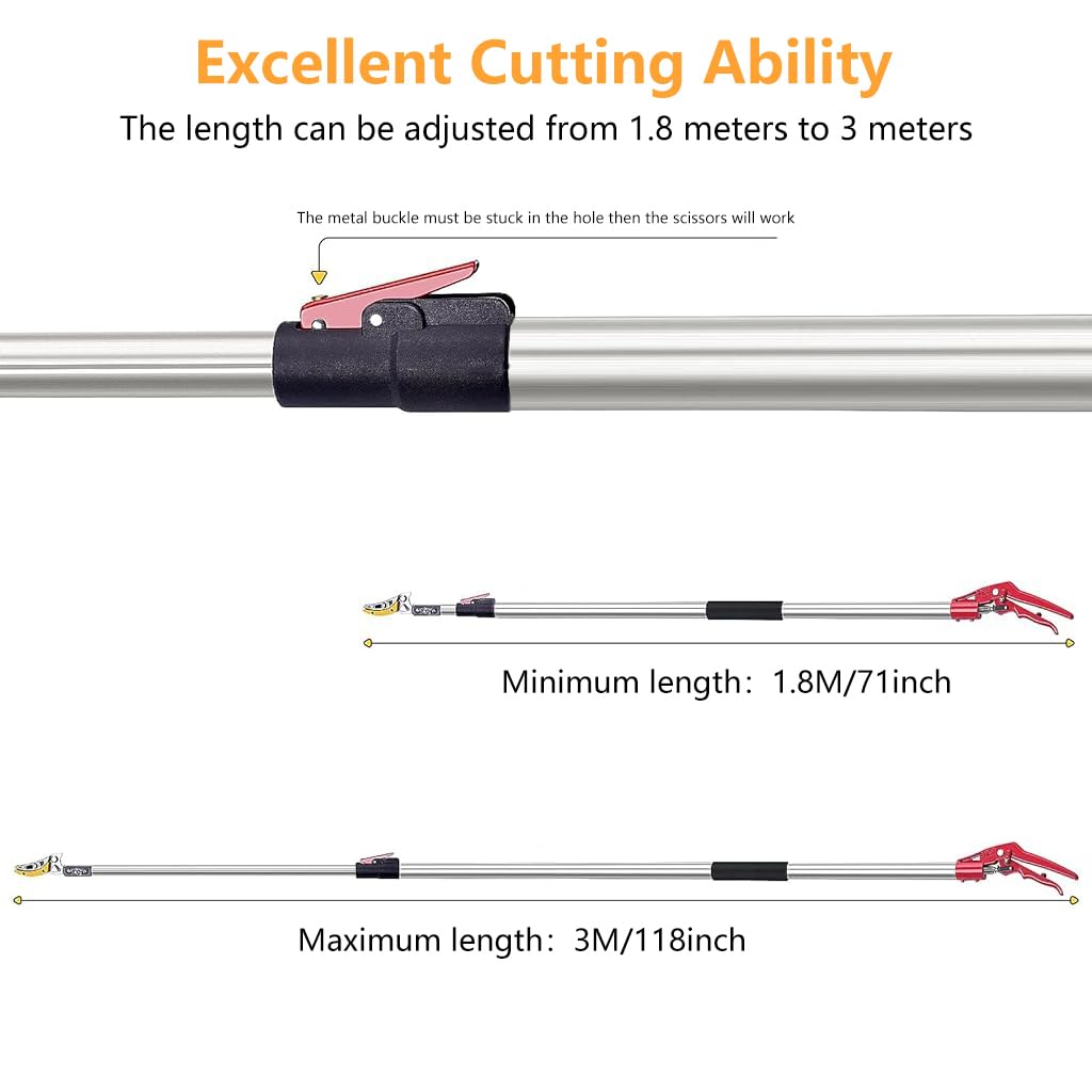 HASTHIP Extendable Tree Pruner for High Branch Cutting with 5.9–9.8 ft Telescopic Pole and SK5 Steel Blade | Ideal for Fruit Trees and Garden Trimming