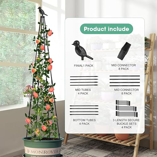 HASTHIP® 120CM Trellis for Climbing Plants Plastic Climber Support Adjustable Triangle Creeper Sticks for Clematis Roses Ivy 2PCS