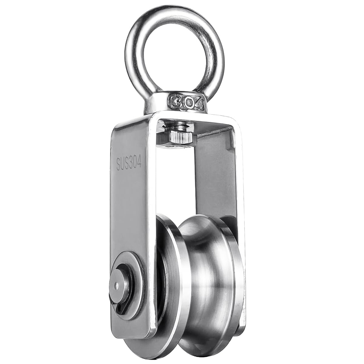 HASTHIP® Polea de Cable Inoxidable 304,Rueda de Polea Elevación con Rodamiento Suave,Capacidad Carga 551lbs Diseño con Bucle para Mecanismos Elevación y Manualidades DIY