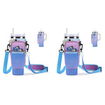 HASTHIP Water Bottle Carrier Bag for Stanley 40oz Tumbler with Phone Pocket and Strap | Neoprene Gradient Purple 2 PCS