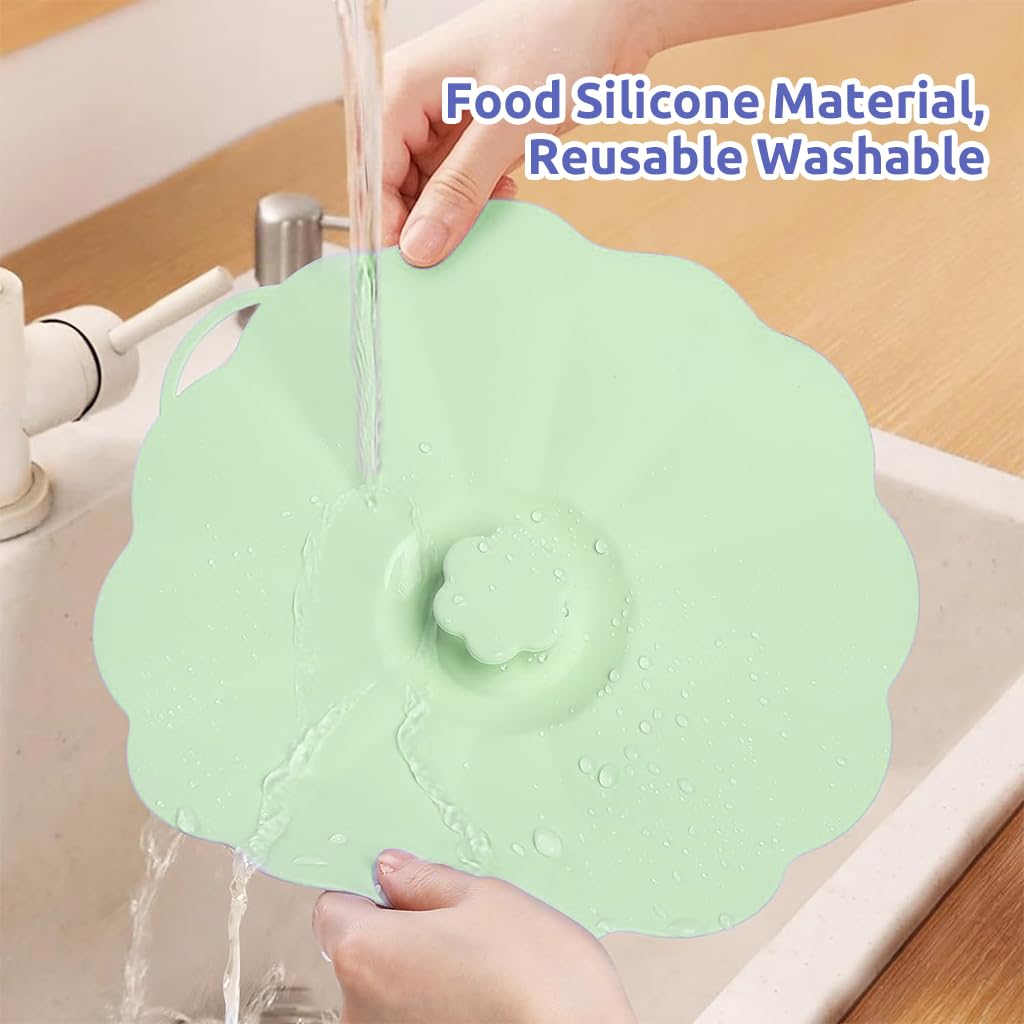 HASTHIP Silicone Lids for Kitchen Containers with 5 Sizes 4–12 in featuring Flower Shape Design
