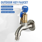 Washing Machine Tap with 2 Copper Keys, 1/2" Thread Water Tap Lockable Faucet, Faucet Locks Outdoor, Washing Machine Taps with Wall Flange for Bathroom/Kitchen, Chrome-Plated Copper
