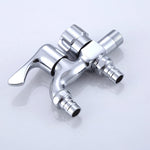 Silver 2 in 1 Brass Two Way Dual Tap for Washing Machine with Wall Flange,Chrome Plated Copper for Bathroom & Kitchen