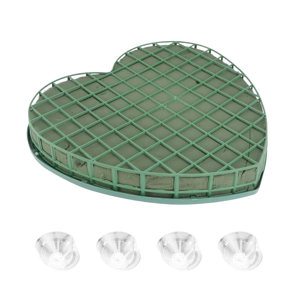 HASTHIP Heart Shape Floral Foam Frame for Wedding Car Decoration with Suction Cups | 20x21cm Plastic Arrangement Frame