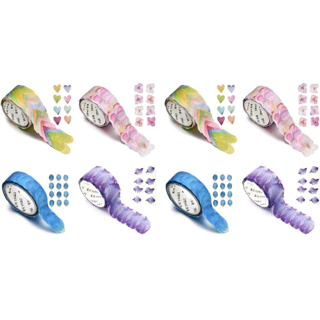 HASTHIP Flower Petal Washi Tape for Scrapbooking and Journal DIY featuring 200 Petals/Roll | Natural Purple Design Stickers