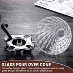 HASTHIP® V60 Glass Coffee Dripper with Handle and Stand, Pour Over Brewer Cone, 3-4 Cup Manual Coffee Maker, Glass Pour-Over Dripper for Home and Office