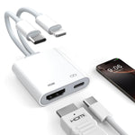 HASTHIP® Verilux 2-in-1 HDMI Adapter, USB-C & Lighting to HDMI with PD 100W Charging, 4K@60Hz Display Output, USB-C Power Charging Adapter for Phone, Tablet & Laptop