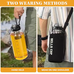 HASTHIP® HOOJO 2.5L Large Glass Water Bottle with Tea Infuser, Insulation Bag, Leakproof Flip Lid & Nozzle, Wide Mouth, Heat Resistant, Reusable Sports Water Jug for Gym Travel Cold Brew Tea