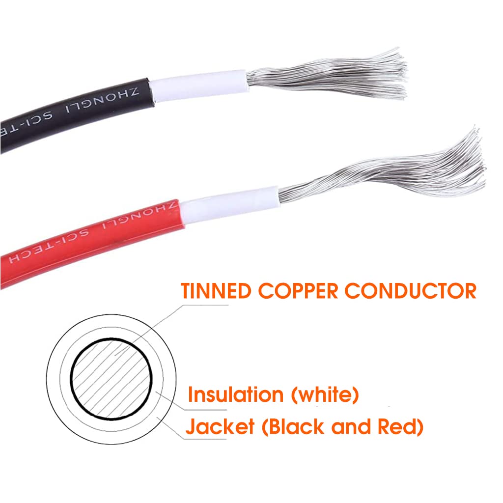 3ft 10AWG Solar Extension Cable with Solar Panel Female and Male Connector Solar Panel Adapter (2pcs)