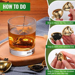 HASTHIP® 4Pcs Stainless Steel Tea Infuser Strainer Set,Fine Mesh Loose Leaf Tea Filter with Hooked Chain,Heart-Shaped Strainer for Cup Food Grade Herbal Steeper Reusable Travel Accessory