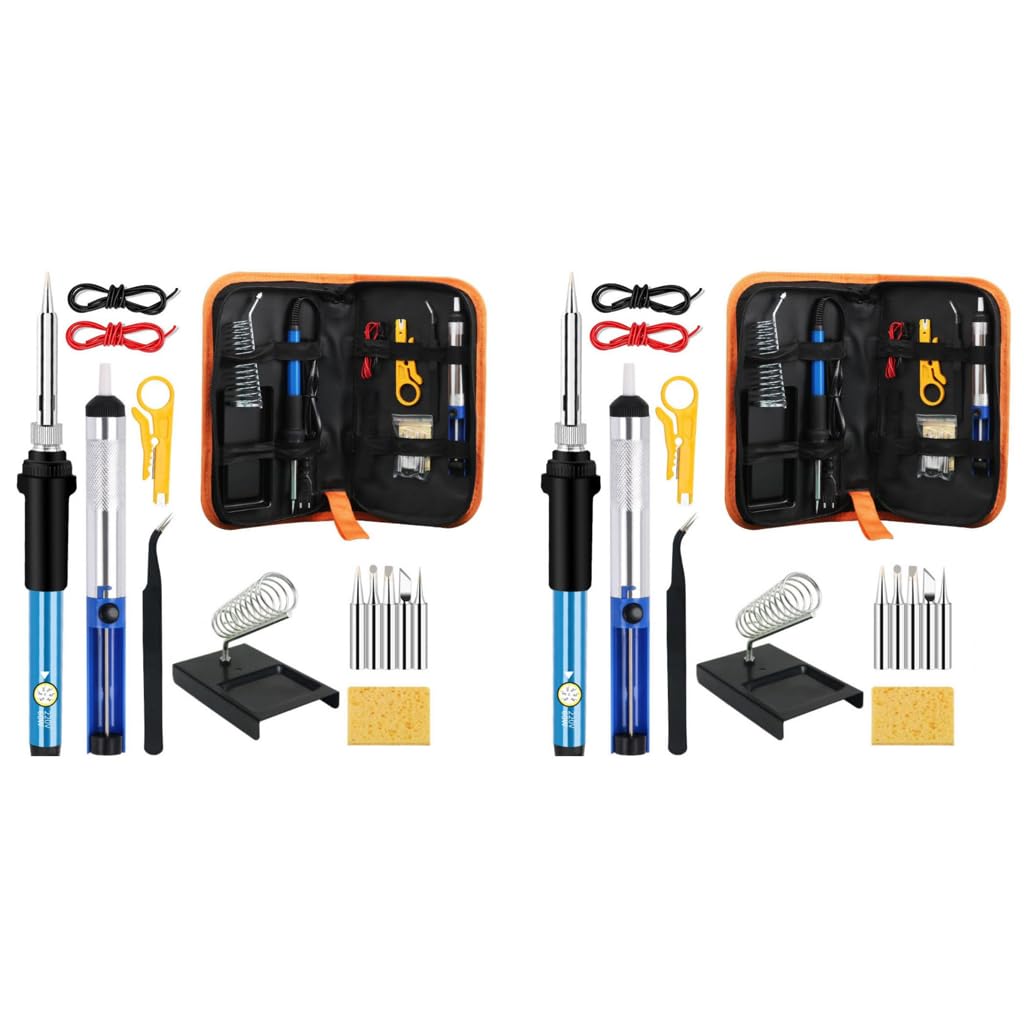 HASTHIP Soldering Iron Kit for DIY Repair with 60W Adjustable 200°C–450°C Heating | Includes Desoldering Pump and Tweezers