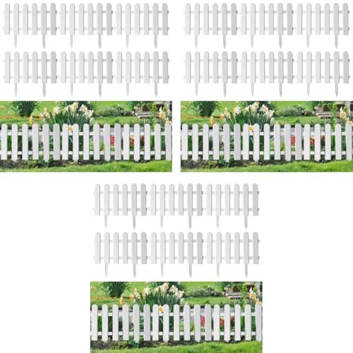 HASTHIP® 18PCS Garden Fence Outdoor Border 50x30cm Connectable Plant Partition Fences Decorative White PVC Decor for Flower Bed Green House Porch