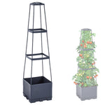 HASTHIP Plant Stand Support for Climbing Plants with 114cm Trellis | UV‑Resistant PP Planter Box