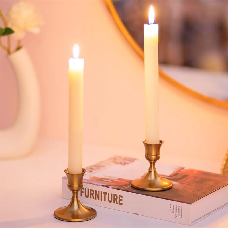 HASTHIP Candle Holder Stand for Home Decoration with Anti Slip Base and Vintage Golden Finish | 2 Pack Fits 0.87 in Taper Candles