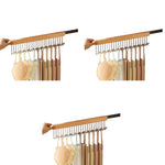 HASTHIP Belt Organiser for Wardrobe with 12 U Shaped Hooks 41x8cm Wooden Pull Out Hanger | 3PCS Set