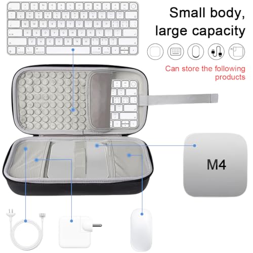 HASTHIP® Brand Storage Case Compatible with Apple Mac mini M4/M4 Pro 2024, Hard EVA Protective Travel Carrying Case with Handle, Anti-Scratch Organizer Box for Magic Keyboard, Mouse, Trackpad and
