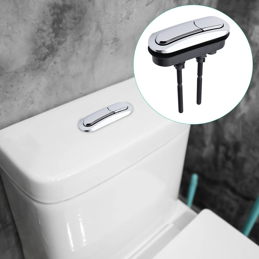 HASTHIP Replacement Flush Toilet Button for Top Mounted Cisterns featuring Dual Flush and 10cm Thread Connector | Chrome PP Material