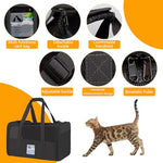 HASTHIP® Pet Carrier Transport Bag with Waterproof Food Pouch, Travel Carrying Case with Handle & Shoulder Strap, Breathable Mesh Carrying Case for Cat or Small Dogs, 50x23x31cm