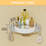 HASTHIP Bathroom Corner Shelves for Toiletries with 360° Rotating Design and Hooks | No-Drill 2Pcs Set