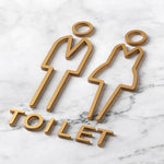 HASTHIP® Acrylic Adhesive Backed Men's and Women's Bathroom Sign, Bathroom Door Signs, Restroom Signs for Business,Bathroom Signage (Golden)-Gold