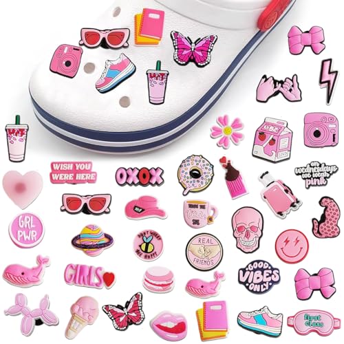 HASTHIP® Rubber 105PCS Pink Shoe Decoration Charms For Bubble Slides Sandals Clogs