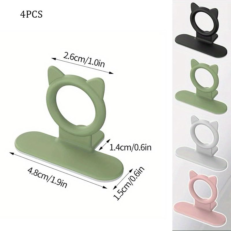 HASTHIP Silicone Toilet Lid Lifter Rings for Bathroom Use with Peel and Stick Cat Design Pack of 4