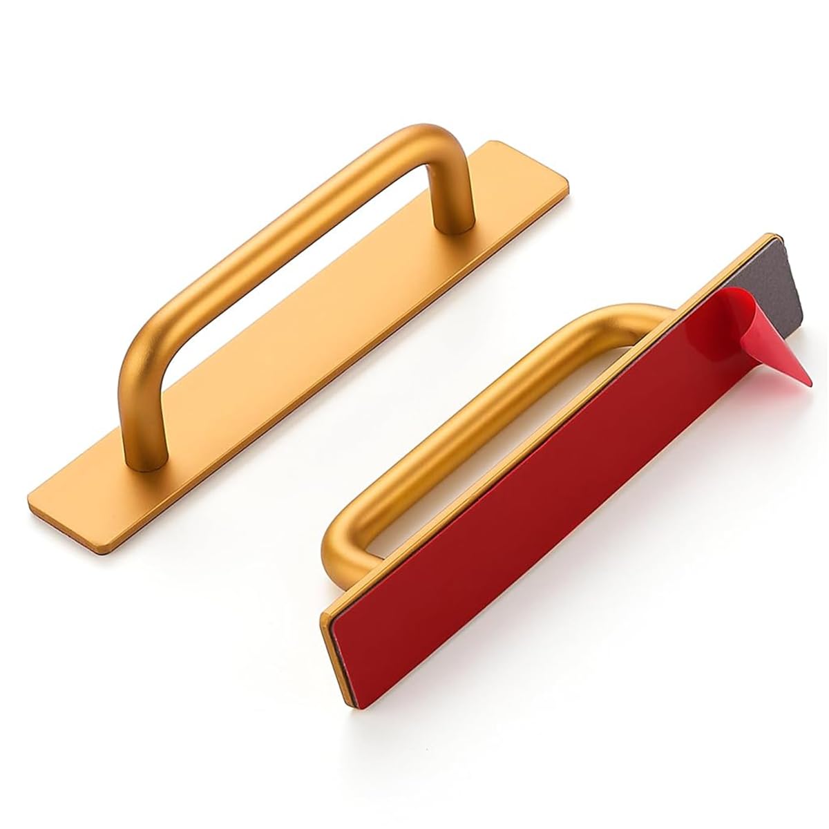 HASTHIP Closet Door Bar Handles for Cabinets and Drawers featuring No Drill Adhesive 8.2 in Golden Aluminum Design
