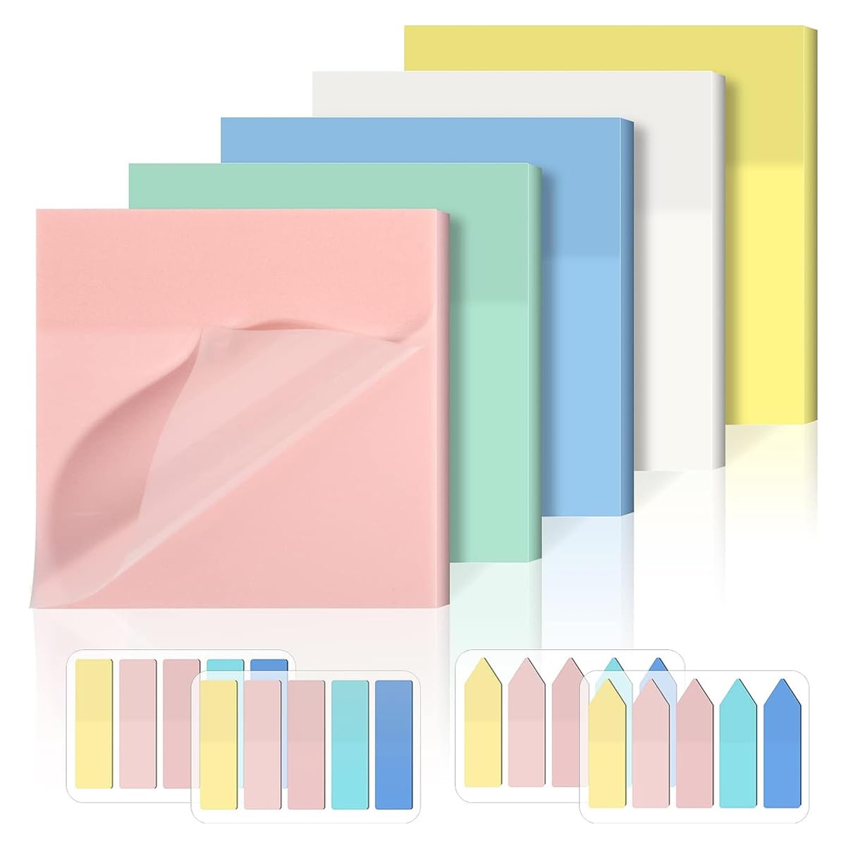 650 Sheets Sticky Notes, Self Adhesive Transparent Sticky Notes, Pastel Clear Sticky Notes, See Through Coloured Translucent Sticky Notes for Students School Office Supplies