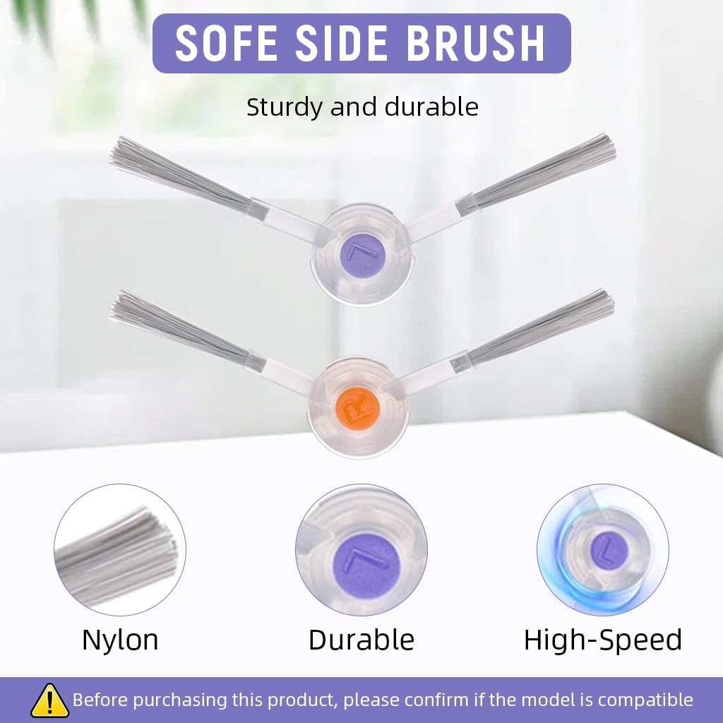 HASTHIP Side Brushes for Narwal Freo X Ultra and Freo X Plus featuring Anti Tangle Nylon Bristles | 4Pcs Easy Install Replacement Accessories
