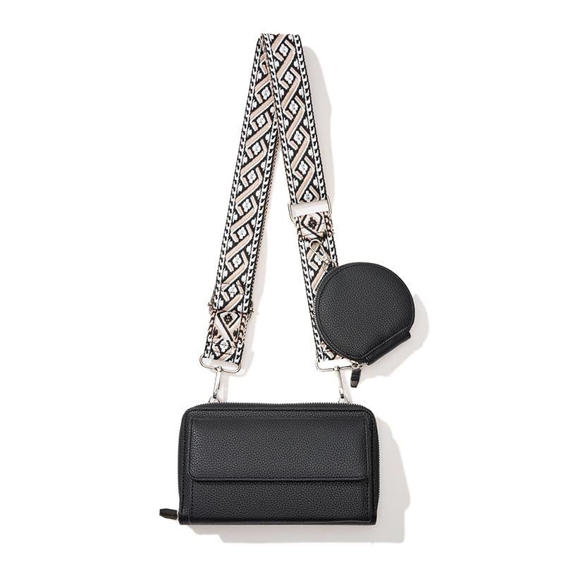 HASTHIP® Women Bag with Purse Bags Small PU Crossbody Phone Pouch Card Bags Print Nylon Webbing Shoulder Strap Compact Casual Phone Sling Bag for Woman