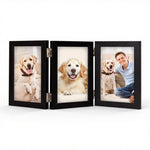 HASTHIP® Three-Panel Photo Frame for 6'' Picture, Triple Fold-Out Wooden Photo Frame Picture Frame, Free-standing Display Frame for Home, Office & Gift Use