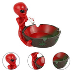 HASTHIP Red Alien Ashtray for Home Office and Car with Four Cigarette Slots | Resin Desk Decor