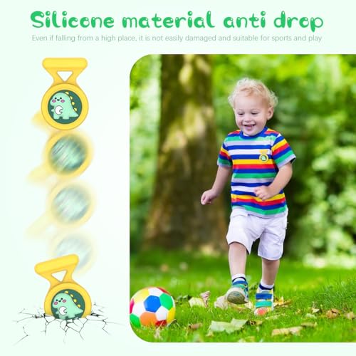 HASTHIP® Waterproof AirTag Holder Cartoon Dino Yellow Brooch Pin AirTag Holder Silicone Waterproof AirTag Holder Anti-lost Brooch Pin AirTag Holder for Kids, Luggage, Bag, Backpack