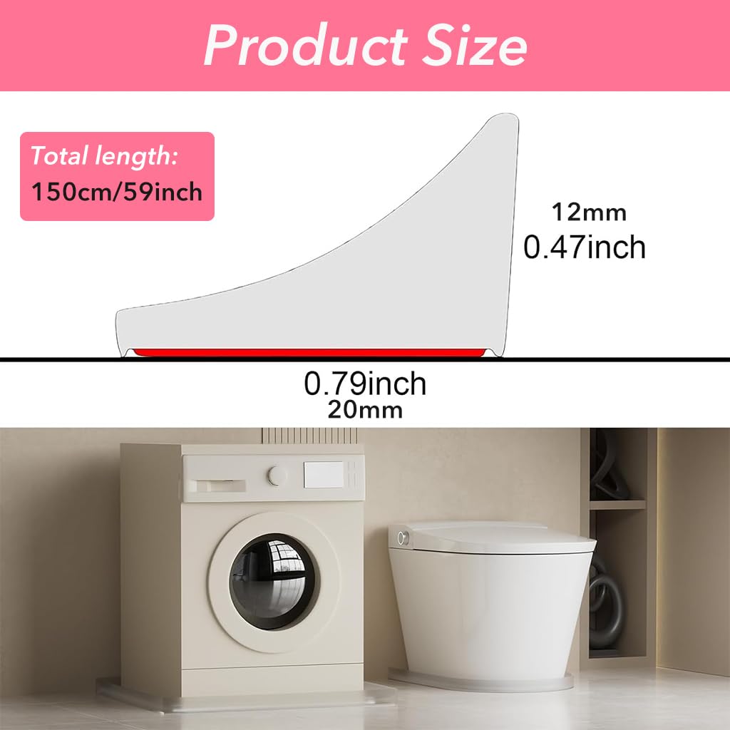 HASTHIP Shower Threshold Water Dam Guard 59 in for Bathroom and Kitchen featuring Self Adhesive Silicone Barrier | Flexible TPE Strip Prevents Water Leaks