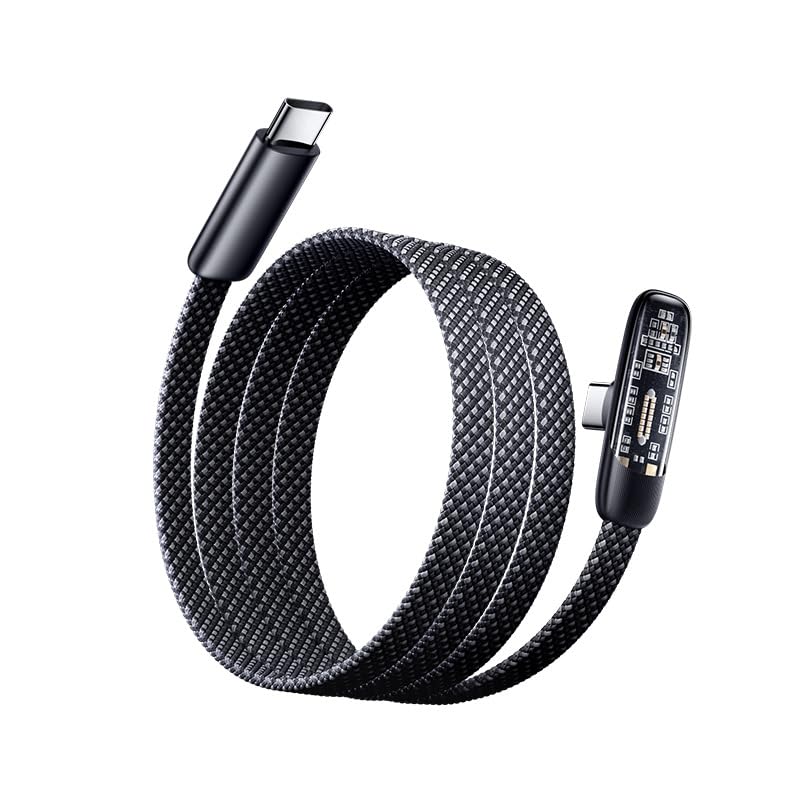 HASTHIP® Cable USB C a C 100W 20V 5A,Cable Tipo de Ángulo Recto 2M,Carga Rápida PD Compatible con MacBook Pro Air iPad Pro Galaxy S25 S24 S23 iPhone 17 16 15 Max Huawei Xiaomi