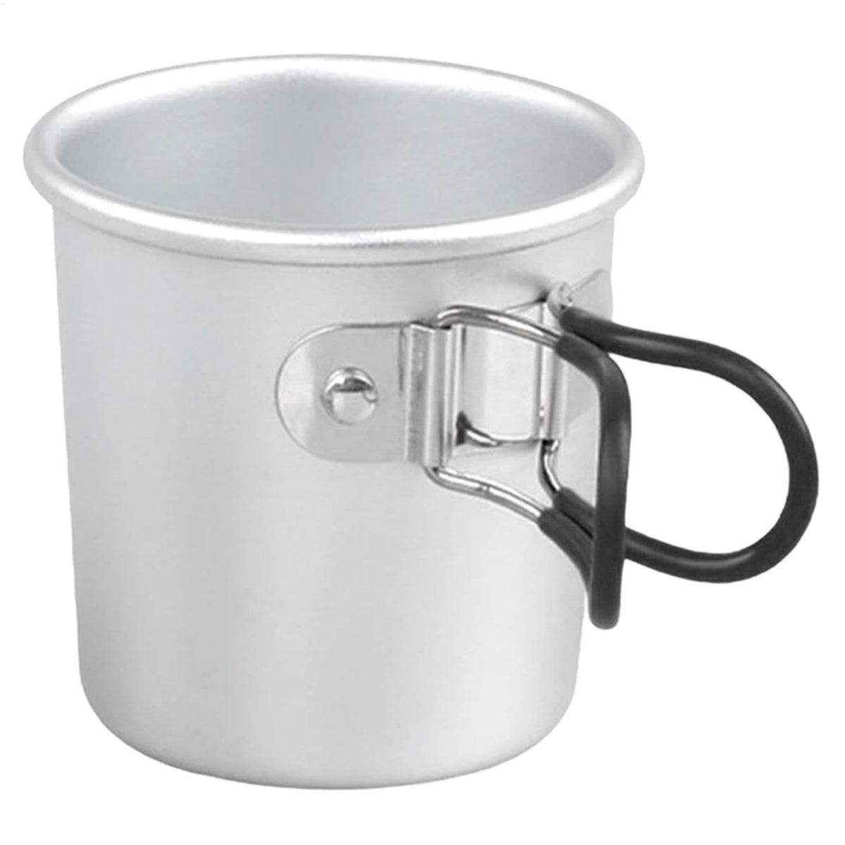 HASTHIP® Taza de camping de aleación aluminio 150 ml con asa plegable,taza ultraligera y compacta para exteriores,viaje picnic senderismo y mochilero - Plata