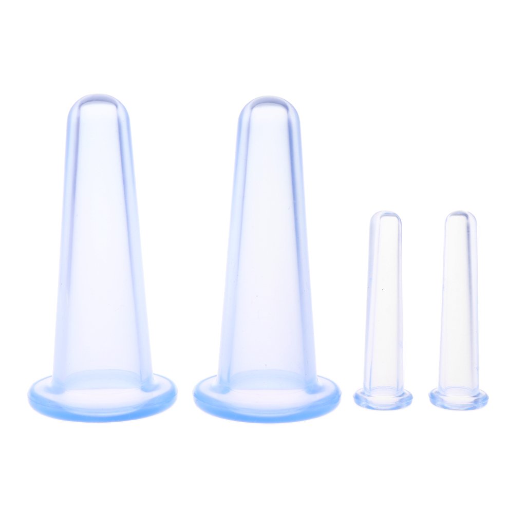 4pcs Silicone Vacuum Cupping Cups Massage Set with Bag Face Body Cups for Wrinkle Reducer,Collagen Stimulator,Pain Relief