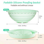 HASTHIP Silicone Bread Basket for Sourdough Proofing with 9.6 in Round Folding Design | 2 PCS Green
