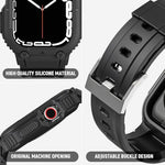 HASTHIP® Compatible with Apple Watch 45mm/44mm Watch Band with Case Bumper Band Adjustable Waterproof TPU Watch Strap for Apple Watch SE/4/5/6/7, for Men and Women, Black