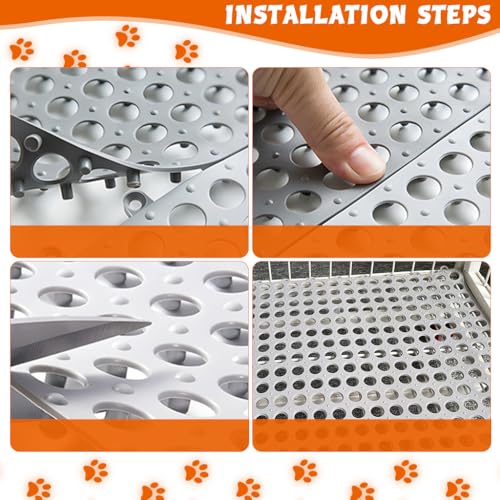 HASTHIP® 6Pcs Pet Cage Mat for Dog/Cat/Rabbit, Plastic Pet Flooring Mat Cat Cage Mats Dog Litter Catcher Pads, Waterproof Non-Slip Floor Mats for Cats Dogs Bunny Easy to Clean Cage Pads (1Pcs 30*30CM)