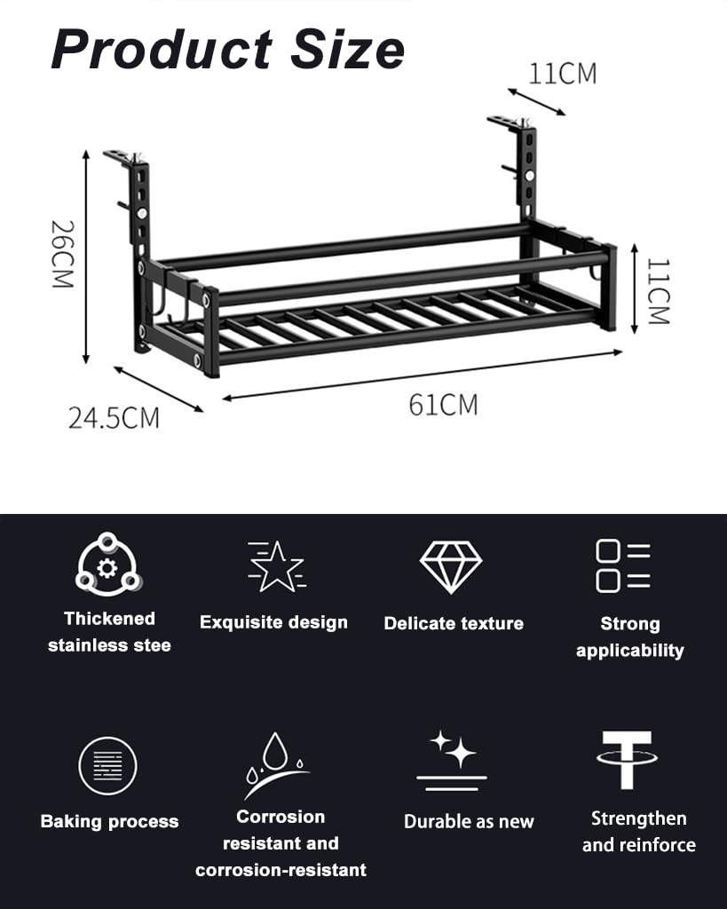 HASTHIP Pot Stand for Balcony Railing with 23.6x9.6 in Shelf and Screw Mounting | Stainless Steel Multipurpose Rack