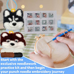 HASTHIP® DIY Punch Needle Embroidery Kit for Beginners, Cartoon Dog Bag Charm Craft Set, Handmade Keychain Accessory with Silicone Loops, Stylish DIY Gift for Backpacks and Bags