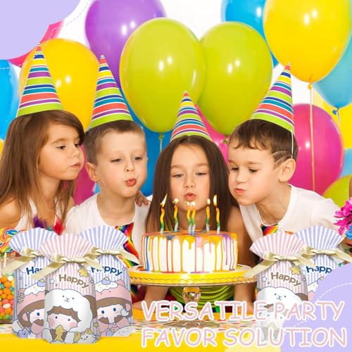 HASTHIP® ZIBUYU 50PCS Cartoon Drawstring Gift Bags for Kids Birthday Party Favors, Goodie Candy Bags, Treat Packaging, Children's Day Supplies, 23x15x6cm