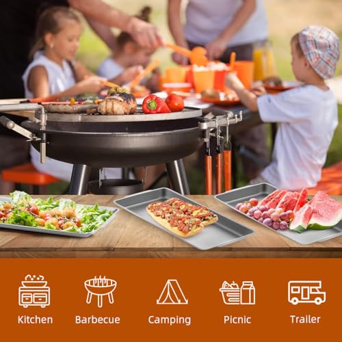 HASTHIP® 3Pcs Food Serving Tray 304 Food Grade Food Plates 36x20cm Rectangle Deli Serving Plate Party Plates Big Size Food Plates Food Serving Tray for Wedding, Festivals, BBQ, Buffet