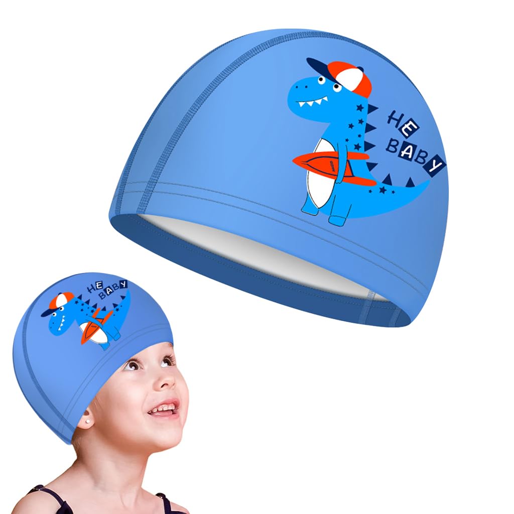 HASTHIP® Gorro de Natación para Niños y Niñas,Impermeable y Elástico con Recubrimiento PU,Antideslizante Fácil de Poner Quitar Protección del Cabello Resistente al Cloro Apto para
