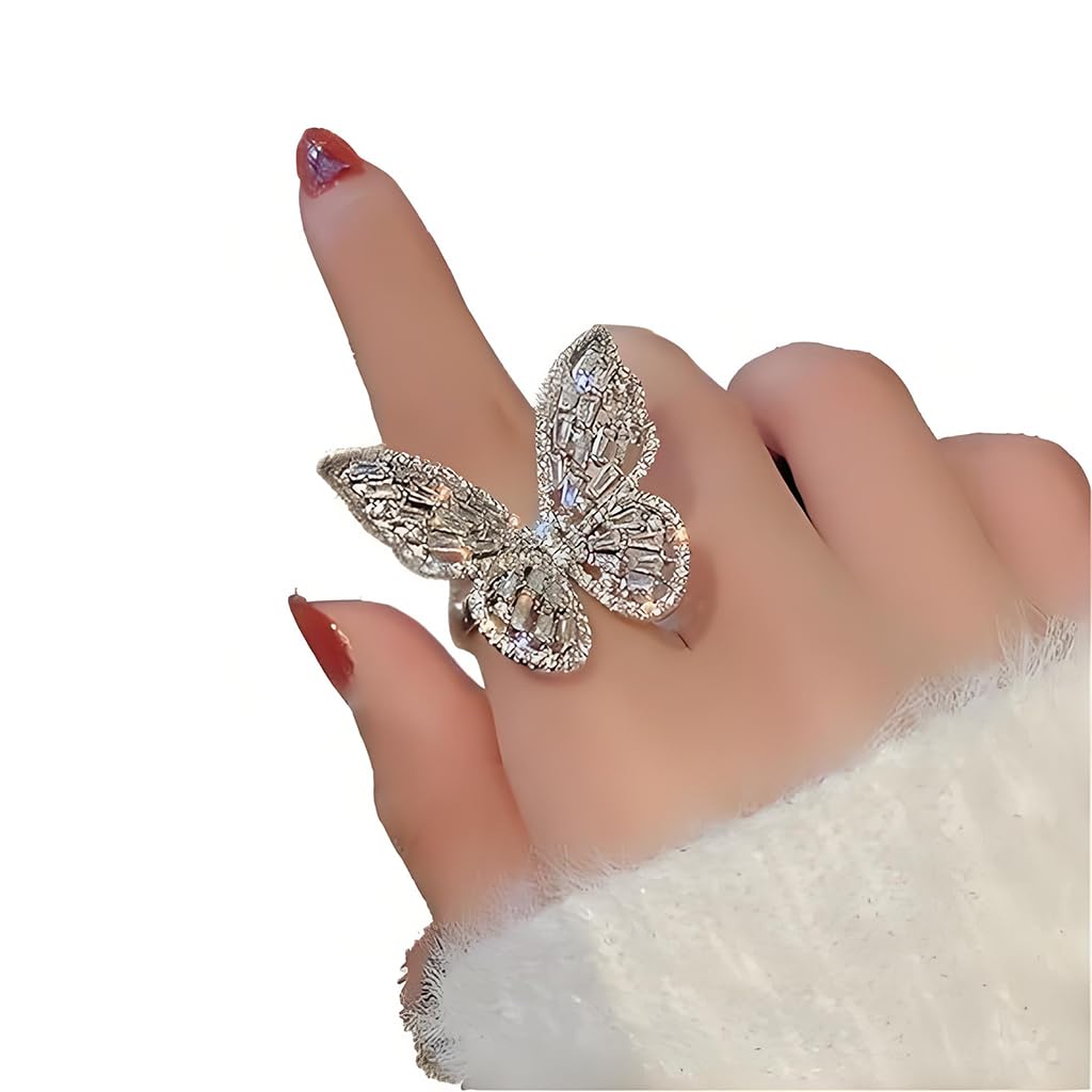 HASTHIP® Anillo de mariposa de circonita cúbica