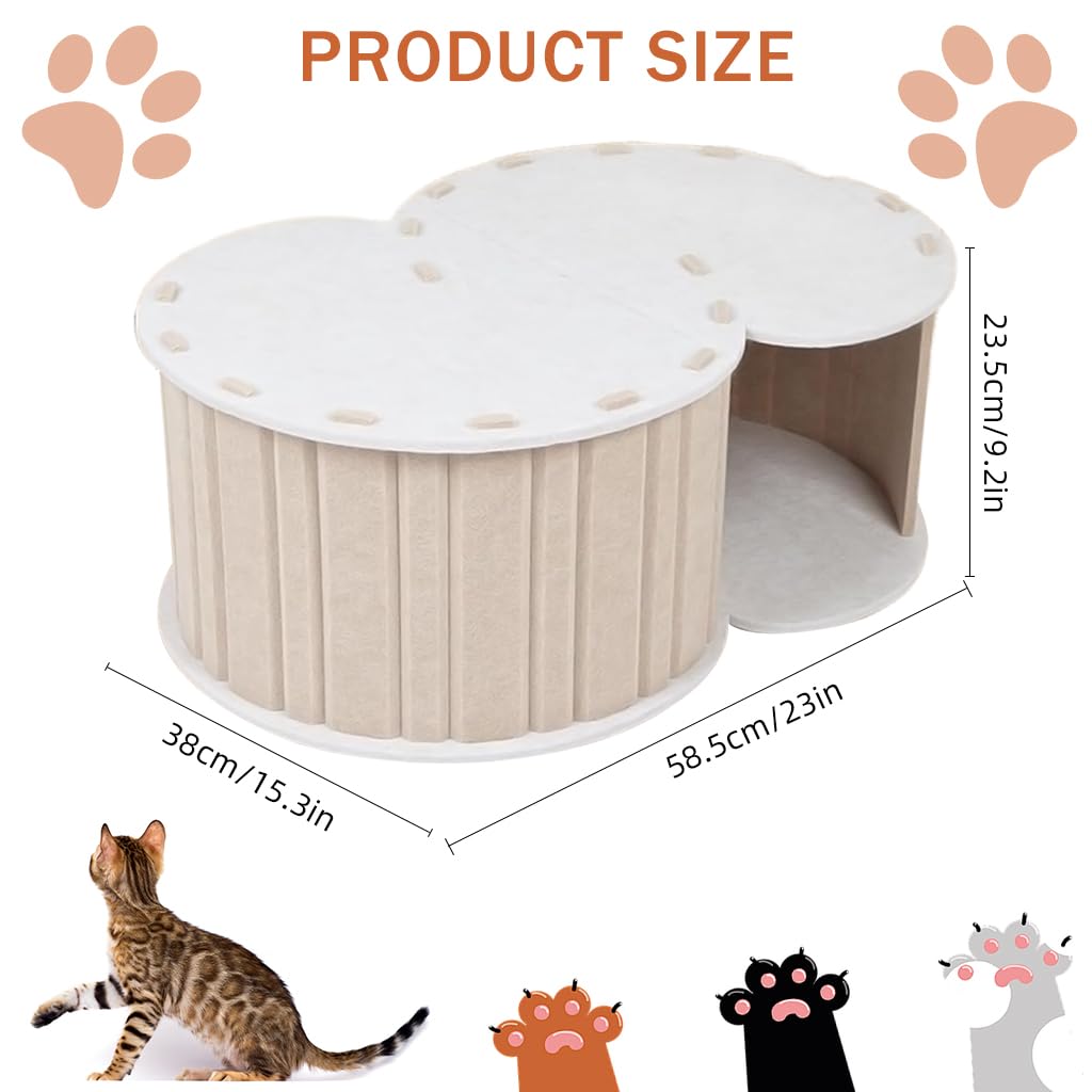 HASTHIP Cat Hideaway Tunnel House for Under 5kg Cats with Semi-Closed Felt Design | DIY Assembly