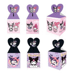 HASTHIP® 12Pcs DIY Paper Candy Bags Gift Bags Kuromi & Melody Kawaii Gift Packing Boxes with Pre-designed Folds Small Gift Packing Boxes with Handles Party Favor Birthday Party Supplies