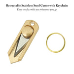 HASTHIP Pocket Cutter for Boxes and Letters with Retractable Blade and Keychain | Stainless Steel Mini Utility Tool
