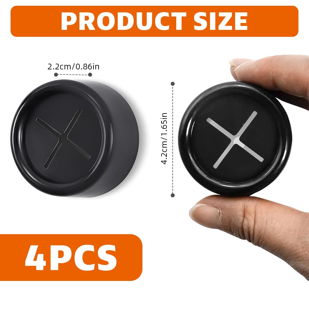HASTHIP Wall Towel Holders for Kitchen and Bathroom featuring Push-in Snap Mechanism | 4Pcs 1.6 in Round Self Adhesive Cotton Black Set